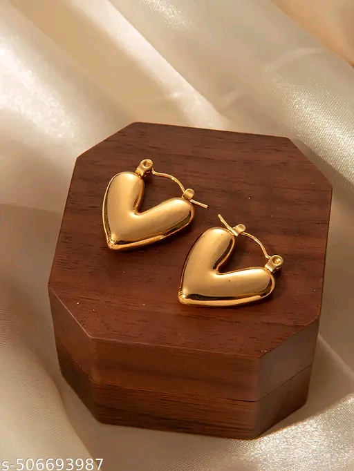 Karishma Kreations Valentine Gifting Love Gold Plated Heart-Shaped Earrings For Women & Girls*