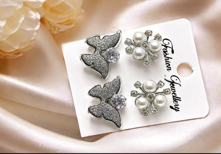 Trendy Pearl Drop Earrings for Women | Stylish Geometric Gold Finish Earrings